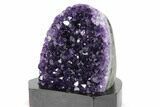 Deep Purple Amethyst Geode With Wood Base - Uruguay #360466-1